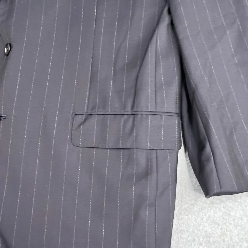 Hickey Freeman Loro Piana Suit Jacket 44 Reg Wool Pin Striped Single Vented